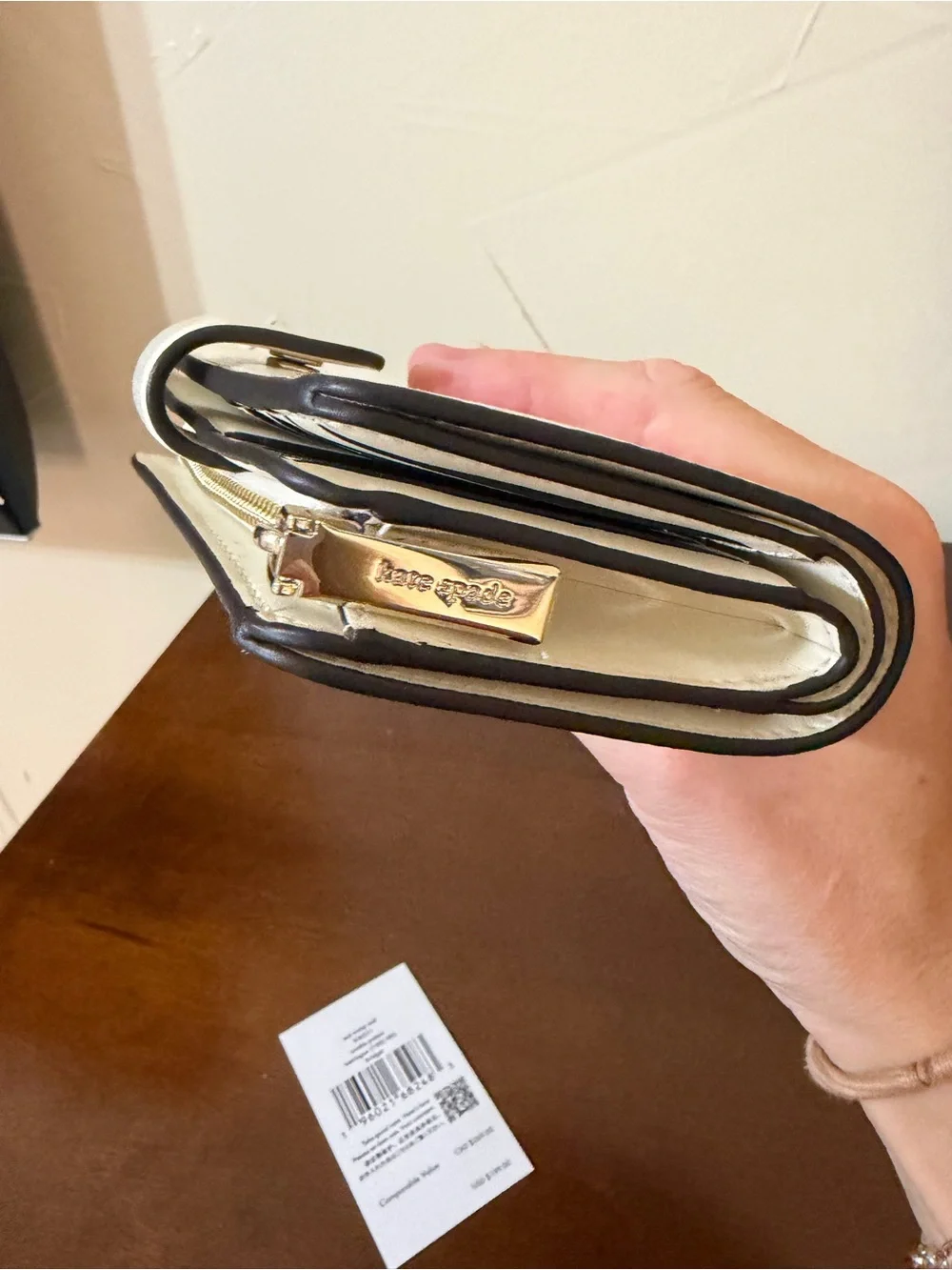 kate spade Meringue Bridget Crinkle Patent Medium Compact Bifold Wallet